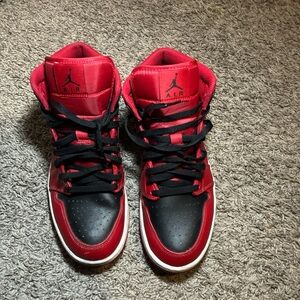 Men High-Top Sneakers - Red and Black